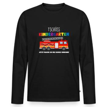 Schulkind Feuerwehr Schulbeginn Geschenk - Männer Premium Bio Langarmshirt - Schwarz - Vorne - Nico (187cm)