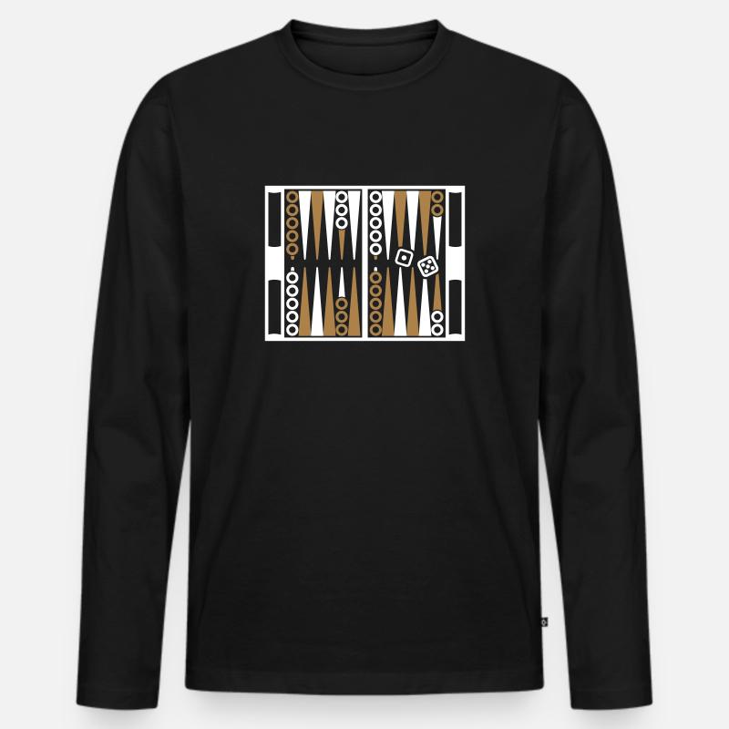 Backgammon - Männer Premium Bio Langarmshirt - Schwarz