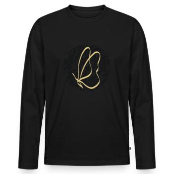 Butterfly - Männer Premium Bio Langarmshirt - Schwarz - Vorne - Nico (187cm)