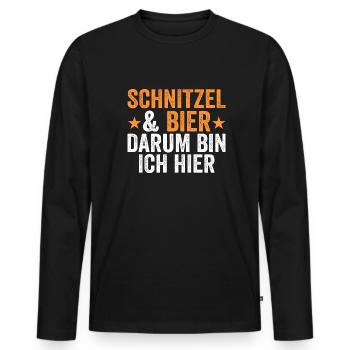 Schnitzel & Bier Wiener Fleischesser Geschenk - Männer Premium Bio Langarmshirt - Schwarz - Vorne - Nico (187cm)
