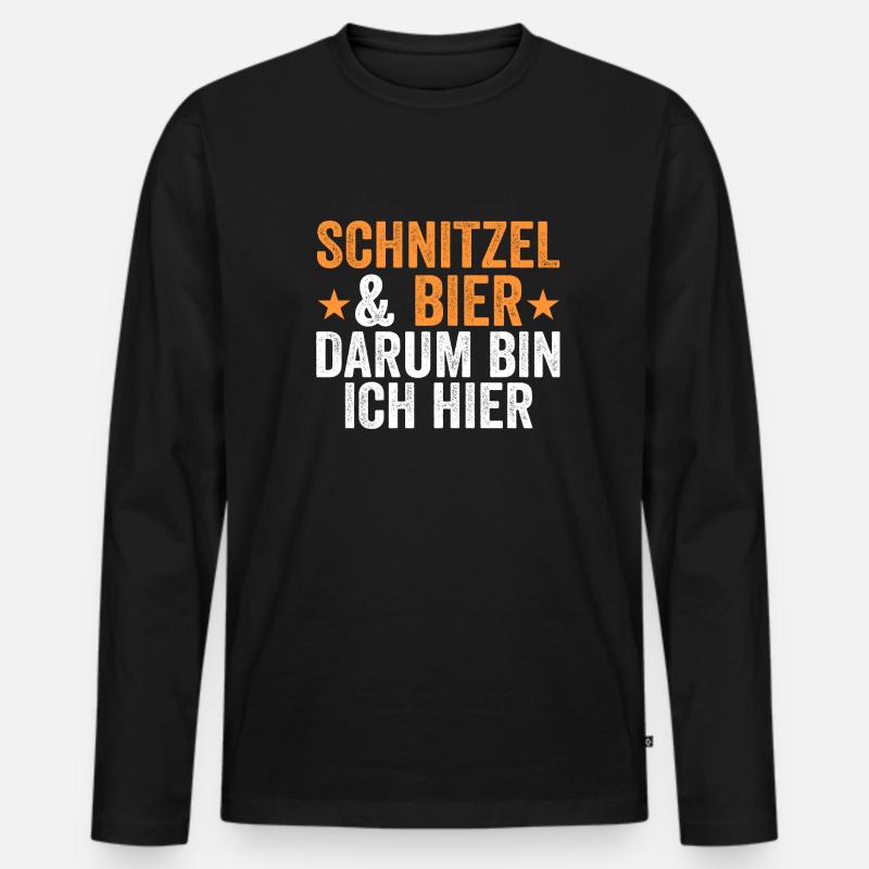 Schnitzel & Bier Wiener Fleischesser Geschenk - Männer Premium Bio Langarmshirt - Schwarz