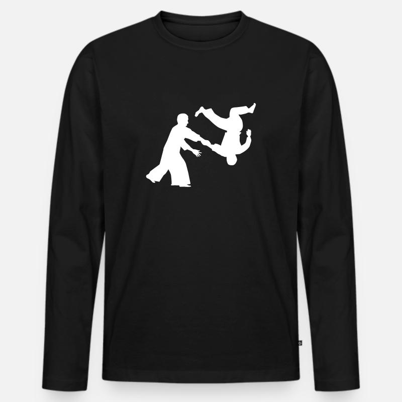 Aikido - Männer Premium Bio Langarmshirt - Schwarz