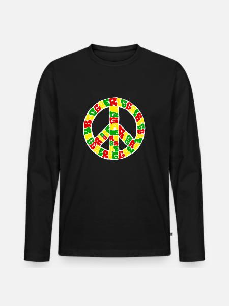 Reggae - Männer Premium Bio Langarmshirt - Schwarz
