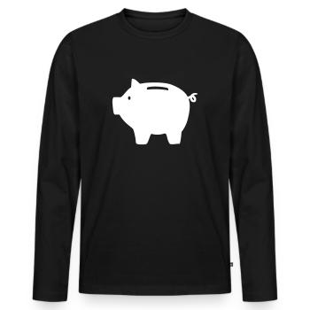 piggy bank - Men's Premium Organic Long Sleeve Shirt - black - Front - Nico (187cm)