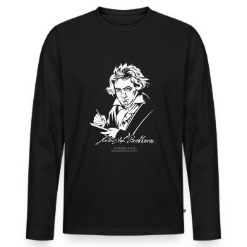 Beethoven portrait with signature - Men's Premium Organic Long Sleeve Shirt - black - Front - Nico (187cm)