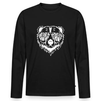 PAPA BEAR T-Shirt - Männer Premium Bio Langarmshirt - Schwarz - Vorne - Nico (187cm)