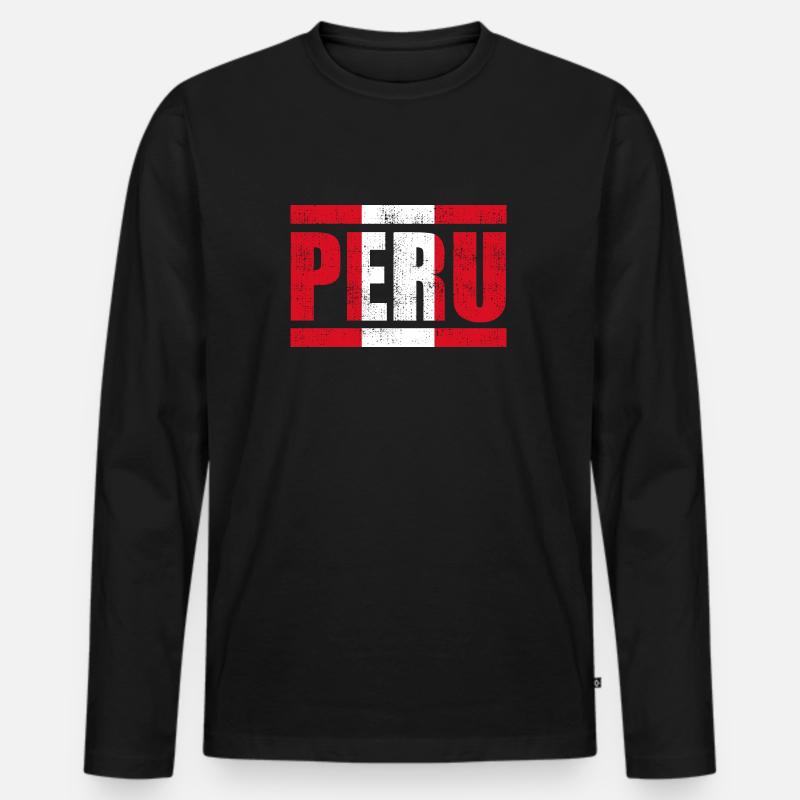 Peru - Männer Premium Bio Langarmshirt - Schwarz