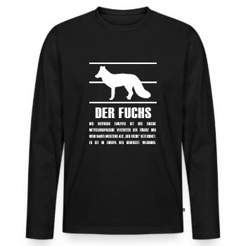 waldbewohner fuchs aus dem wald fuchs-steckbrief - Männer Premium Bio Langarmshirt - Schwarz - Vorne - Nico (187cm)