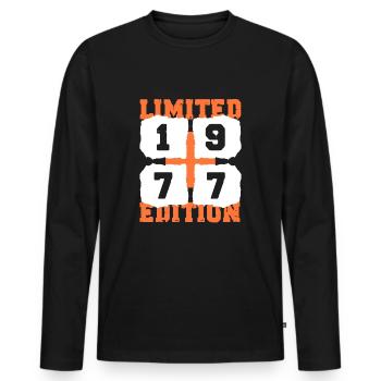 1977 anniversaire 45 ans anniversaire limité editin - T-shirt manches longues Premium bio Homme - noir - Devant - Nico (187cm)