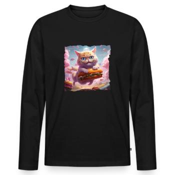 Gardien des sandwichs - T-shirt manches longues Premium bio Homme - noir - Devant - Nico (187cm)