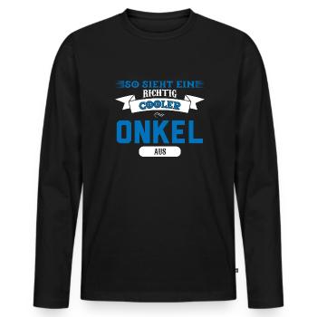 Onkel Familie Neffe Geschenk - Männer Premium Bio Langarmshirt - Schwarz - Vorne - Nico (187cm)