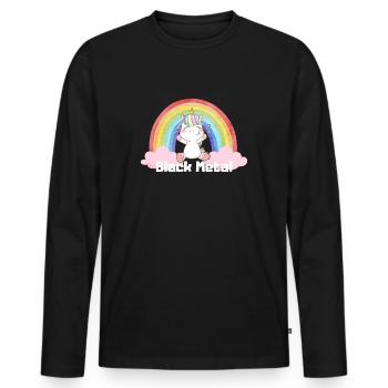 Black Metal Einhorn Regenbogen Wolke süß - Männer Premium Bio Langarmshirt - Schwarz - Vorne - Nico (187cm)