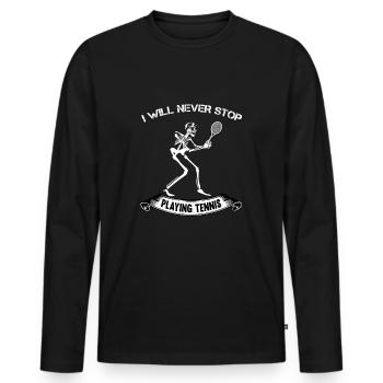 Le joueur de tennis - T-shirt manches longues Premium bio Homme - noir - Devant - Nico (187cm)