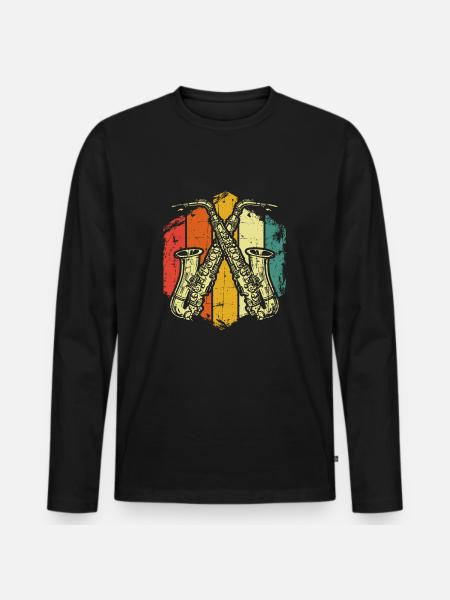 saxophone - Men's Premium Organic Long Sleeve Shirt - black