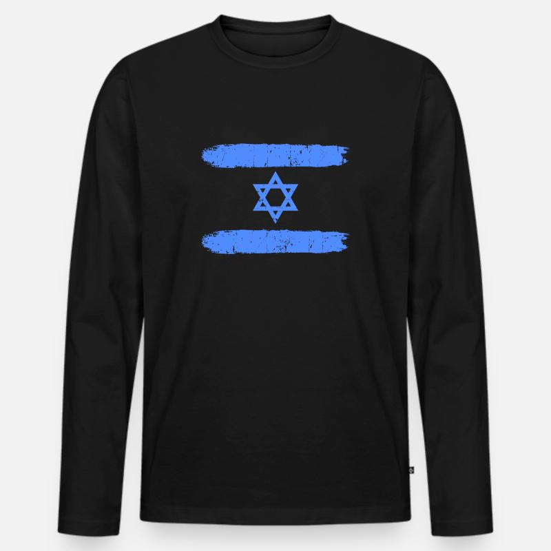 Israel - Männer Premium Bio Langarmshirt - Schwarz