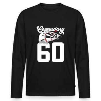 LEGENDARY 60. GEBURTSTAG DARTS LEGENDE 1961 - Männer Premium Bio Langarmshirt - Schwarz - Vorne - Nico (187cm)