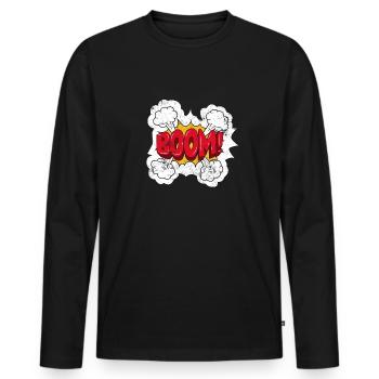 BOOM COMIC COMICSTYLE CARTOON BOOOM COMICS MOTIF - T-shirt manches longues Premium bio Homme - noir - Devant - Nico (187cm)