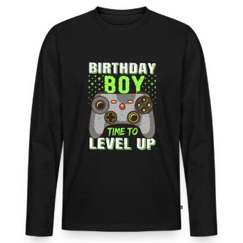 Geburtstagskind Zeit, um Videospiel Geburtstag zu verbessern - Männer Premium Bio Langarmshirt - Schwarz - Vorne - Nico (187cm)