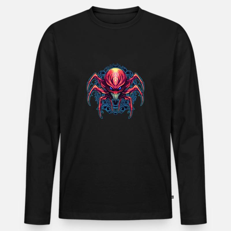 Buntes abstraktes Spinnen Design Spinnentiere - Männer Premium Bio Langarmshirt - Schwarz