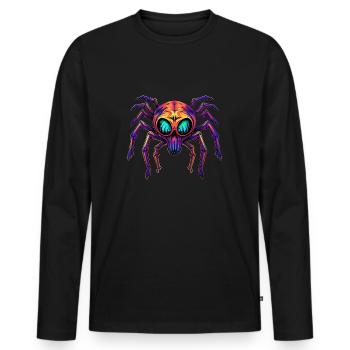 Arachnides de conception d’araignée abstraite colorée - T-shirt manches longues Premium bio Homme - noir - Devant - Nico (187cm)