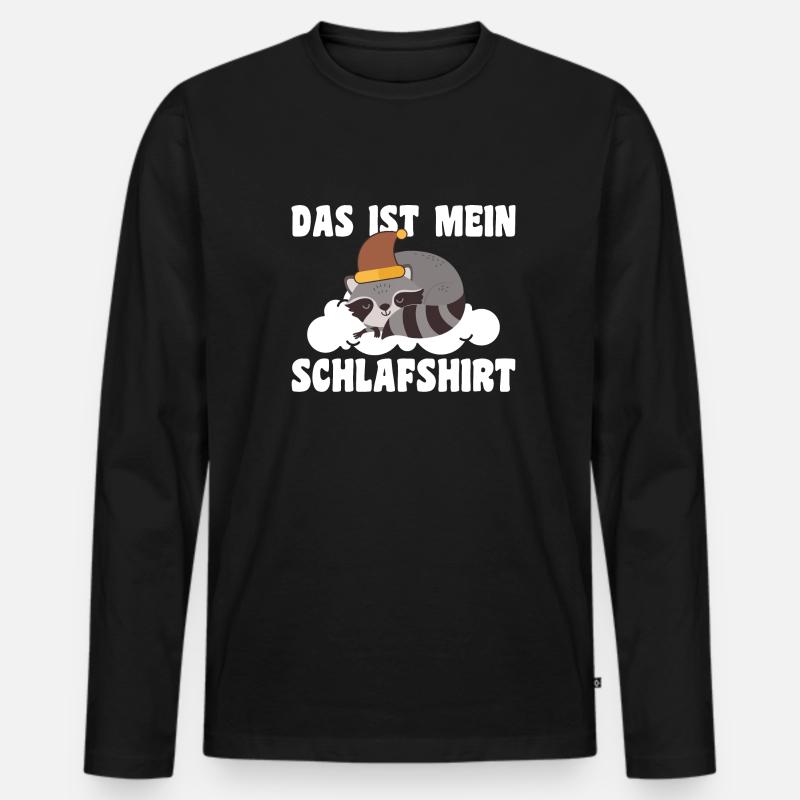 Schlafanzug Waschbär Waschbären Geschenk - Männer Premium Bio Langarmshirt - Schwarz
