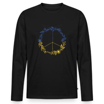 PEACE UKRAINE - Floral Edition - Symbol - Men's Premium Organic Long Sleeve Shirt - black - Front - Nico (187cm)