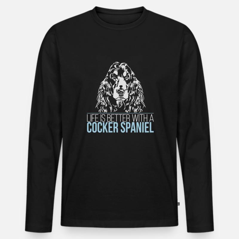 Cocker Spaniel Life is better Spruch Wilsigns - Männer Premium Bio Langarmshirt - Schwarz