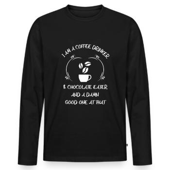 Café, expresso, café et chocolat - T-shirt manches longues Premium bio Homme - noir - Devant - Nico (187cm)