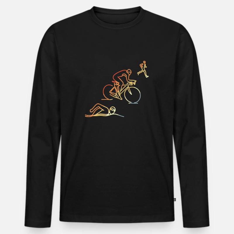 Triathlon im Retro Stil - Männer Premium Bio Langarmshirt - Schwarz