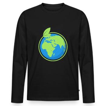 Gift for environmentalists student demo Earth - Men's Premium Organic Long Sleeve Shirt - black - Front - Nico (187cm)