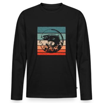 Pêche Retro Style Vintage - T-shirt manches longues Premium bio Homme - noir - Devant - Nico (187cm)