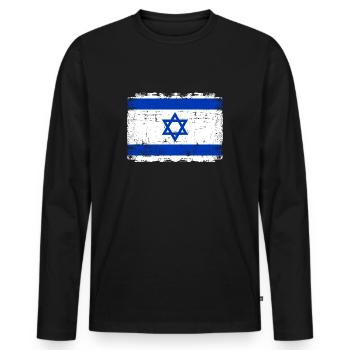Israel - Men's Premium Organic Long Sleeve Shirt - black - Front - Nico (187cm)