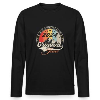 June 2024 Original 2024 Anniversary 2024 June - Men's Premium Organic Long Sleeve Shirt - black - Front - Nico (187cm)