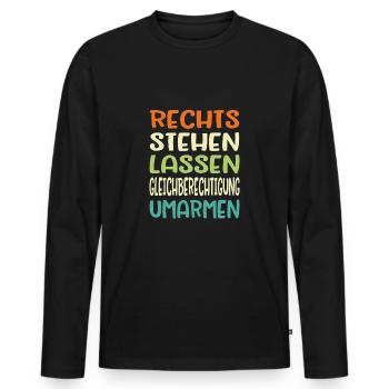 rechts stehen lassen - Männer Premium Bio Langarmshirt - Schwarz - Vorne - Nico (187cm)