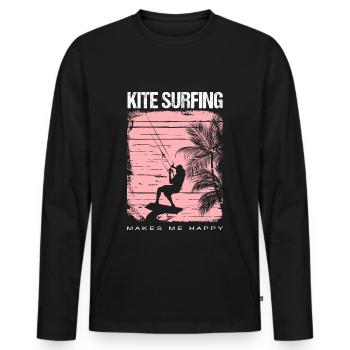 Surfing Windsurfing Kitesurfing makes me happy - Men's Premium Organic Long Sleeve Shirt - black - Front - Nico (187cm)