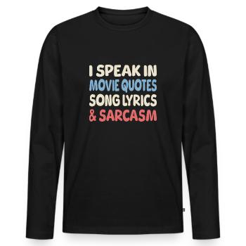 Je parle sarcastiquement - T-shirt manches longues Premium bio Homme - noir - Devant - Nico (187cm)
