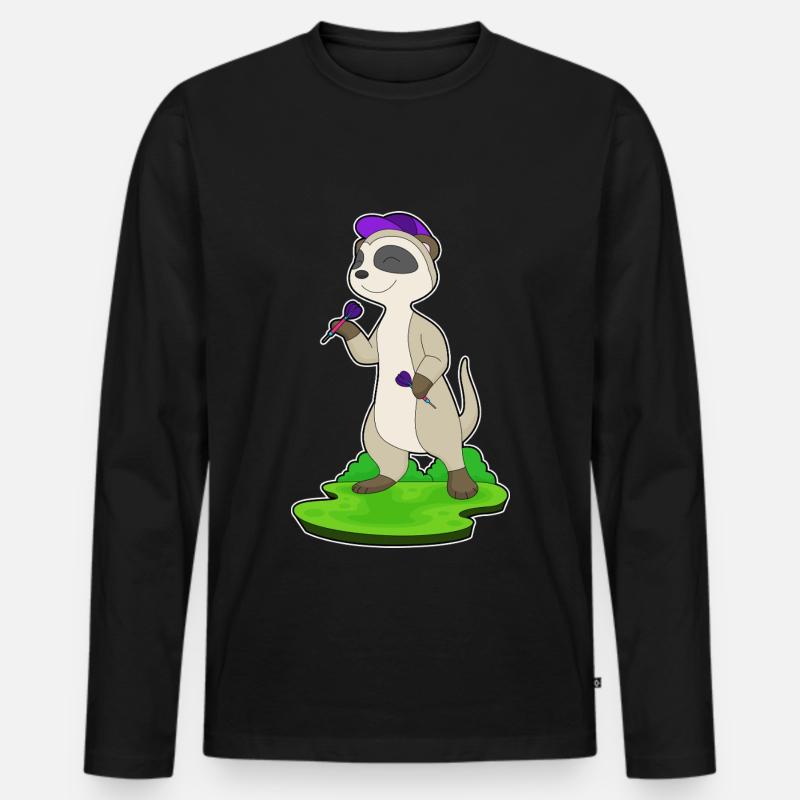 Erdmännchen Dart Dartpfeil - Männer Premium Bio Langarmshirt - Schwarz
