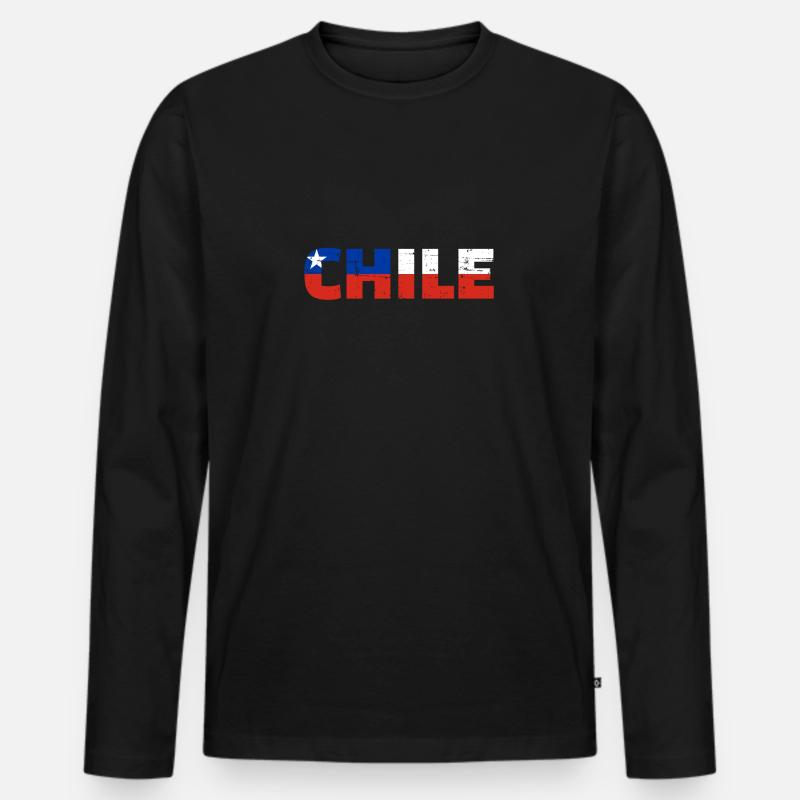 Chile - Männer Premium Bio Langarmshirt - Schwarz