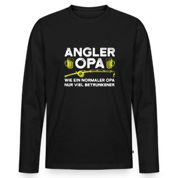 Angeln Opa Fischer Geschenk - Männer Premium Bio Langarmshirt - Schwarz - Vorne - Nico (187cm)