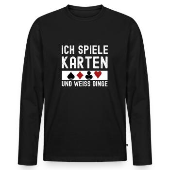 Ich spiele Karten und weiß Dinge - Männer Premium Bio Langarmshirt - Schwarz - Vorne - Nico (187cm)