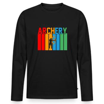 Bogenschießen Retro-Design Bogenschießen Geschenk - Männer Premium Bio Langarmshirt - Schwarz - Vorne - Nico (187cm)