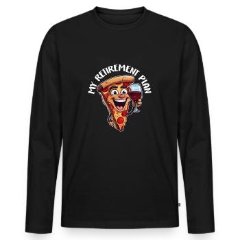 Pizza Retirement Plan : une part de pizza amusante - T-shirt manches longues Premium bio Homme - noir - Devant - Nico (187cm)