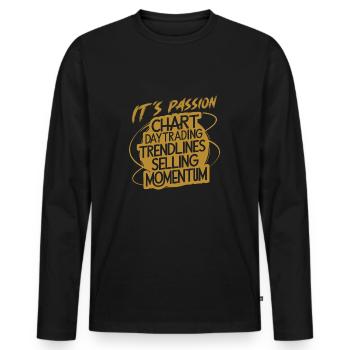 Trading meine Passion cooles Trading Design - Männer Premium Bio Langarmshirt - Schwarz - Vorne - Nico (187cm)