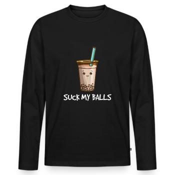 Suck my balls - Men's Premium Organic Long Sleeve Shirt - black - Front - Nico (187cm)
