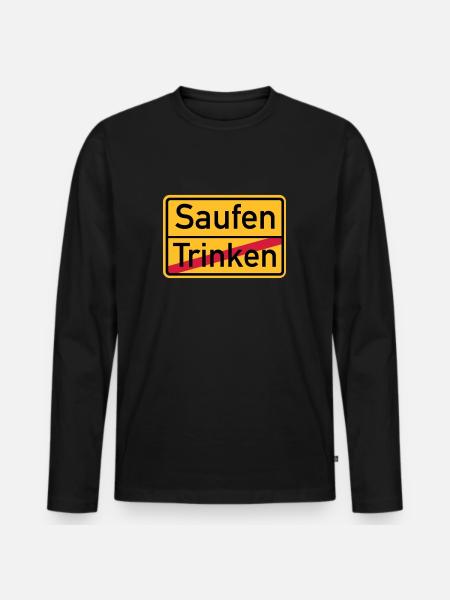 Saufen - Männer Premium Bio Langarmshirt - Schwarz