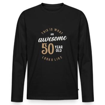 Voici à quoi ressemble un homme de 50 ans génial - T-shirt manches longues Premium bio Homme - noir - Devant - Nico (187cm)