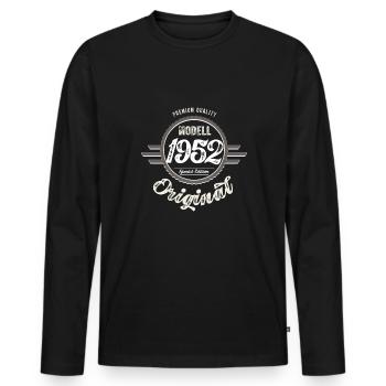 Modèle 1952 Original Oldtimer Badge 70 Anniversaire - T-shirt manches longues Premium bio Homme - noir - Devant - Nico (187cm)
