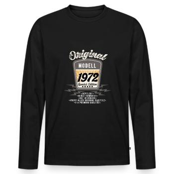 Model 1972 Original Oldtimer Badge 50 Birthday - Men's Premium Organic Long Sleeve Shirt - black - Front - Nico (187cm)