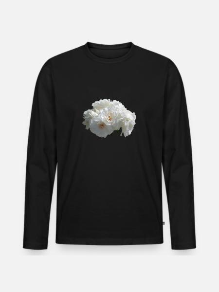 White rose bush - Men's Premium Organic Long Sleeve Shirt - black