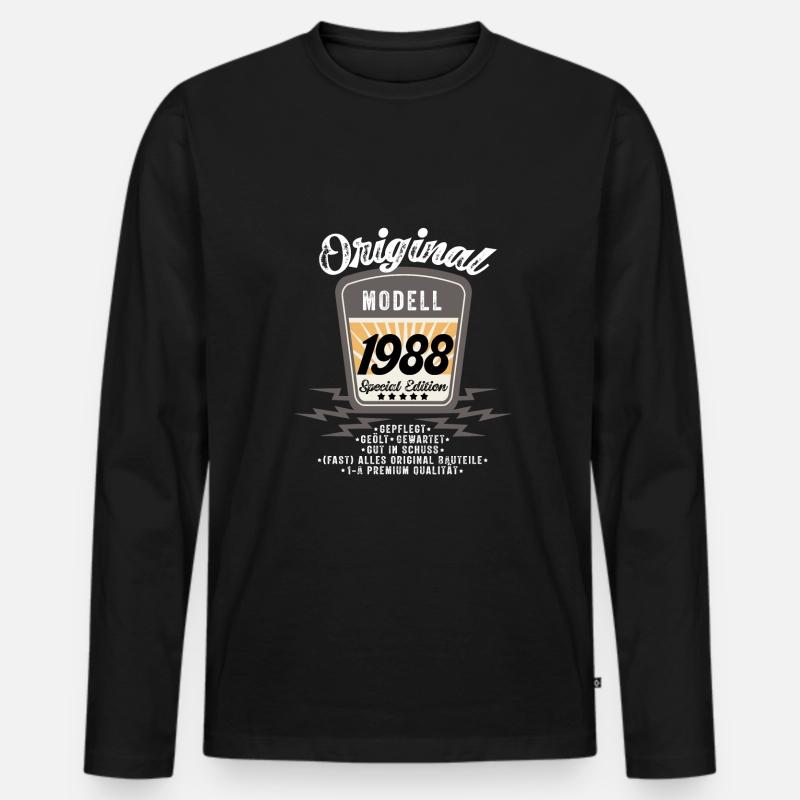 Modell 1988 - Männer Premium Bio Langarmshirt - Schwarz